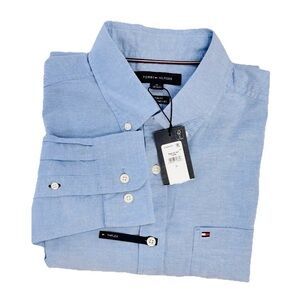 Tommy Hilfiger Classic Fit Flex Oxford Blue Button Down NWT Medium